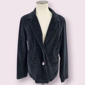 Vtg Y2K Corduroy Jacket Medium Grunge Black Whimsigoth Academia Indie Preppy